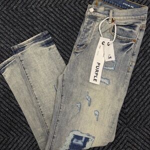 Purple Men's Slim Jeans - Distressed Blue